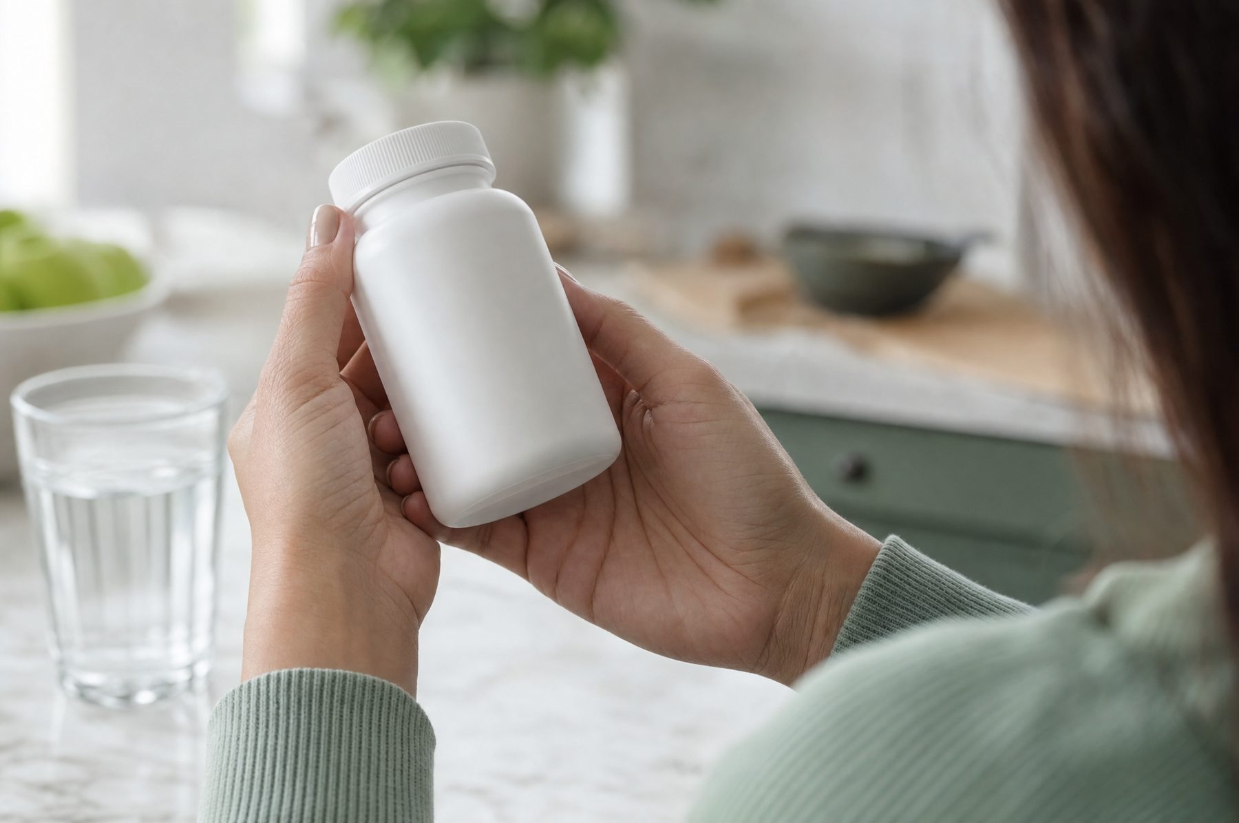 Checking a cold and flu supplement label for herbal ingredients