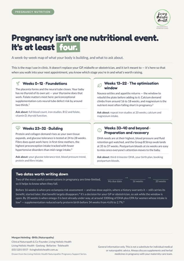 First page of the free guide: the 40-week pregnancy nutrition roadmap